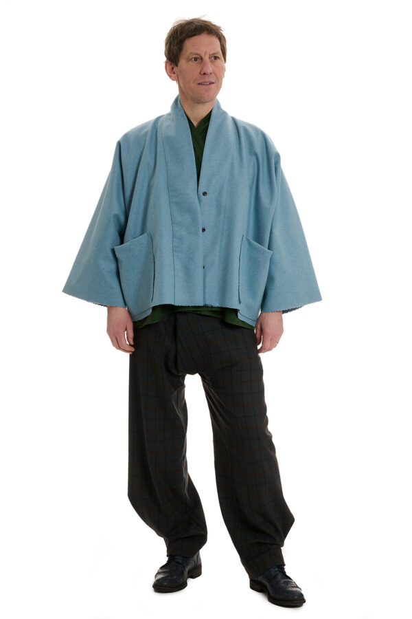 MOE zero waste wear recycled wool jacket sky blue Suoh