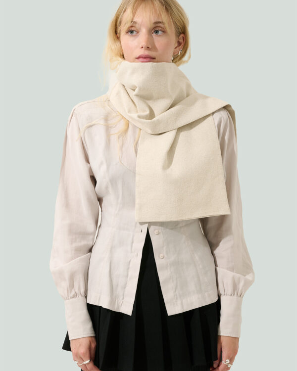 MOE raw silk scarf.11 Eggshell White