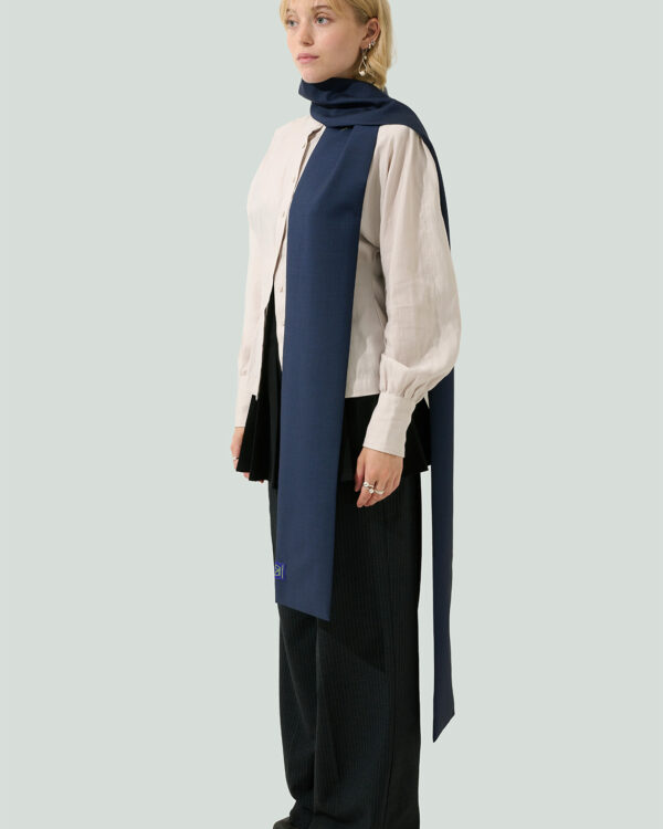 MOE zero waste wear: wool scarf.11, jeans blue